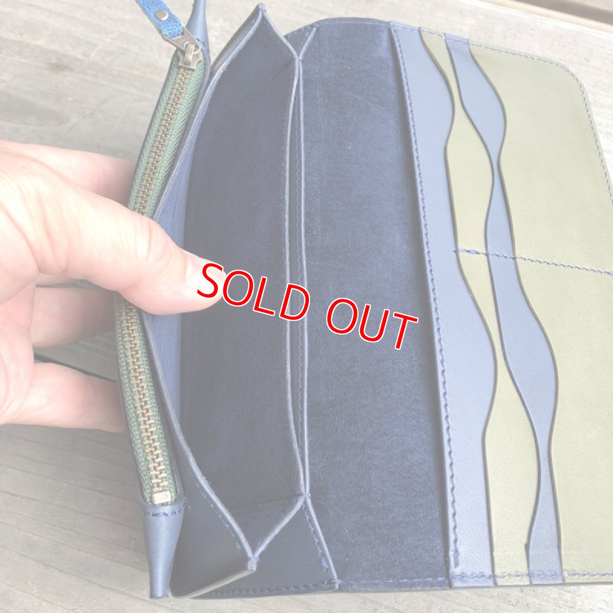 画像4: ☆限定販売☆丈夫で長持ち！象革＆牛革スタンダードタイプ長財布インディゴブルー (4)