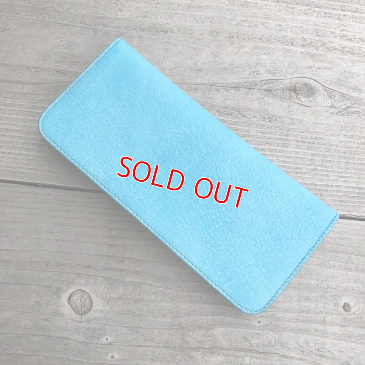 画像3: 【広島ジビエレザー】鹿革＆牛革スタンダード長財布　限定1点　スカイブルー (3)