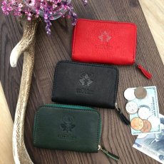 画像1: 【広島ジビエレザー】ポケットにすっぽり！鹿革＆牛革ラウンドファスナーミニウォレット　3カラー各1点 (1)