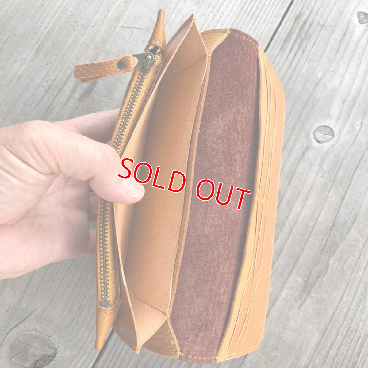 画像7: 【広島ジビエレザー】ふわふわさらさら気持ち良いさわり心地?鹿革＆牛革スタンダード長財布　限定1点　キャメル (7)