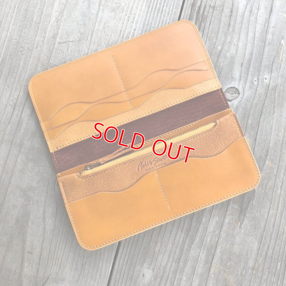 画像2: 【広島ジビエレザー】ふわふわさらさら気持ち良いさわり心地?鹿革＆牛革スタンダード長財布　限定1点　キャメル (2)