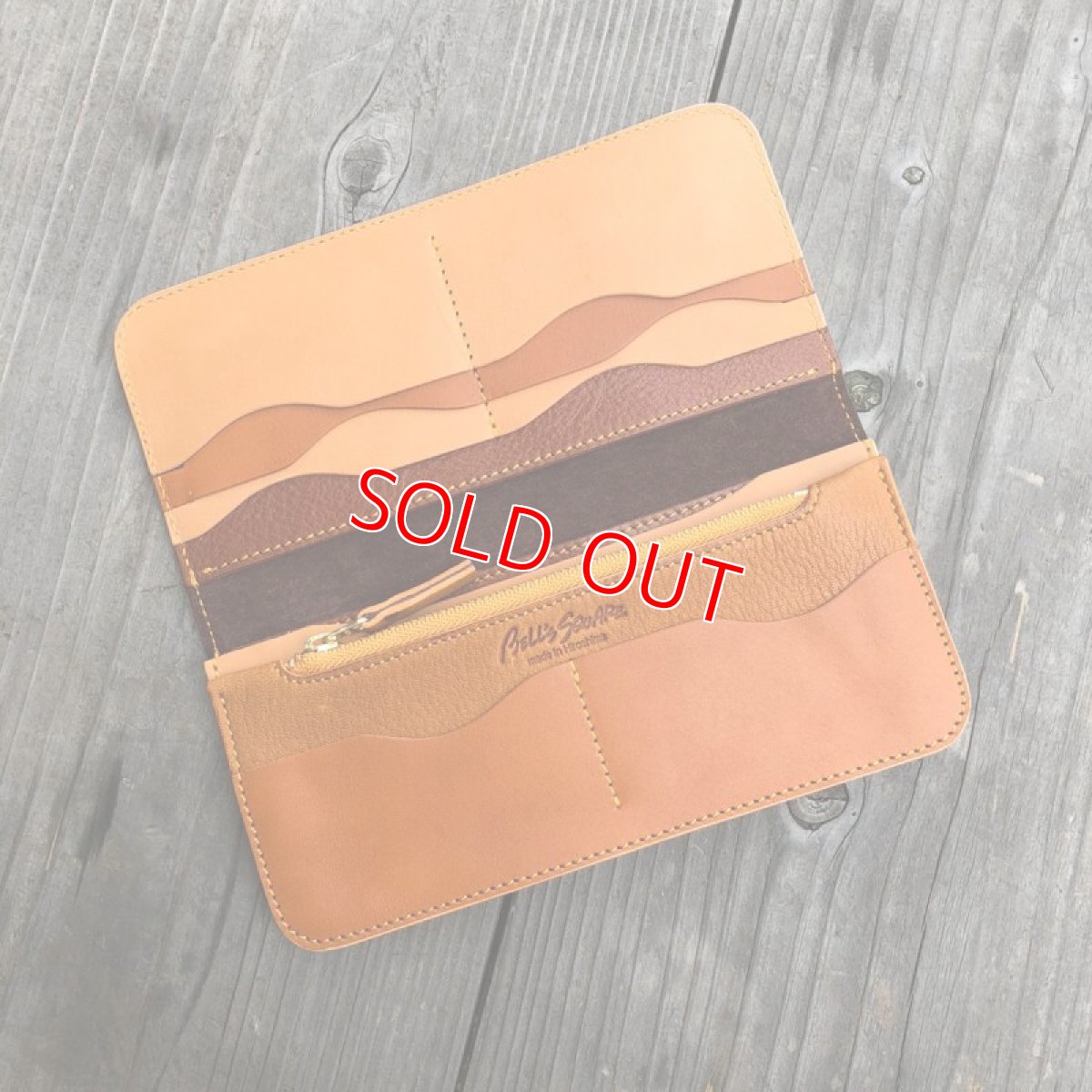 画像5: 【広島ジビエレザー】シボがワイルド！気持ち良いさわり心地?鹿革＆牛革スタンダード長財布　限定1点　キャメル (5)