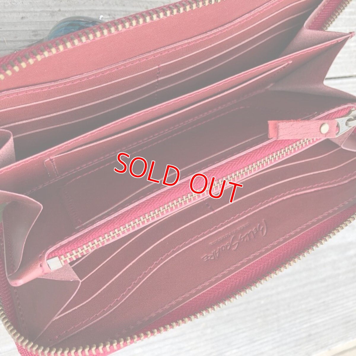 画像7: 【広島ジビエレザー】職人が作るお財布★猪革＆牛革ラウンド長財布　限定1点 (7)