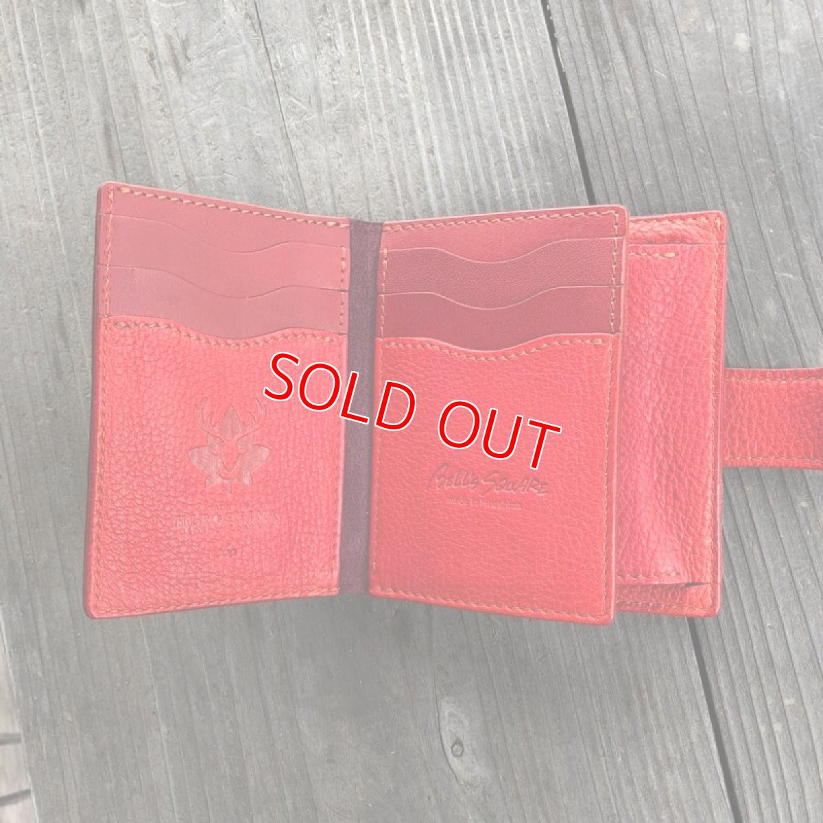 画像4: 【アウトレット】ジビエレザー鹿革！コンパクト二つ折り財布　レッドカラー限定1点 (4)