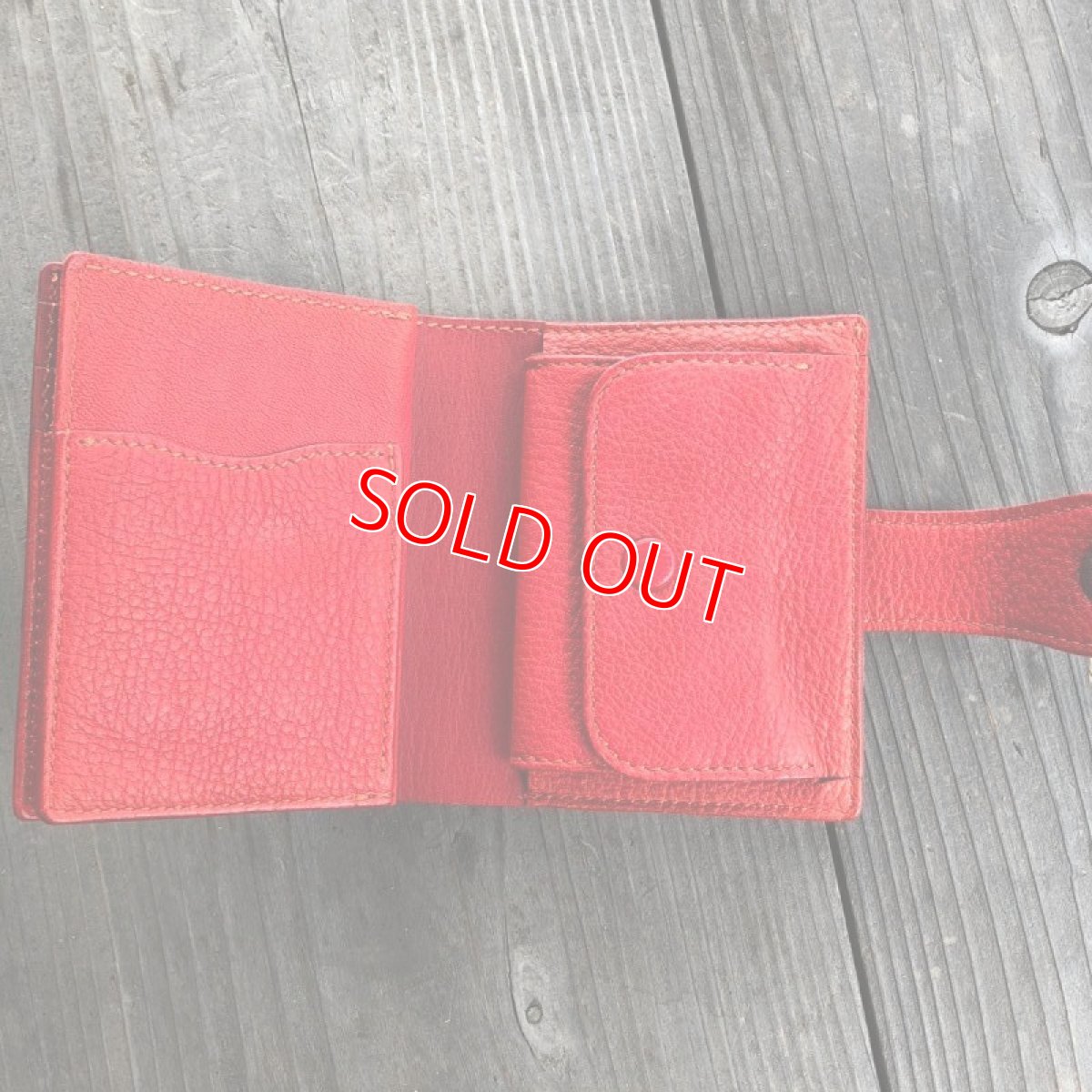 画像5: 【アウトレット】ジビエレザー鹿革！コンパクト二つ折り財布　レッドカラー限定1点 (5)