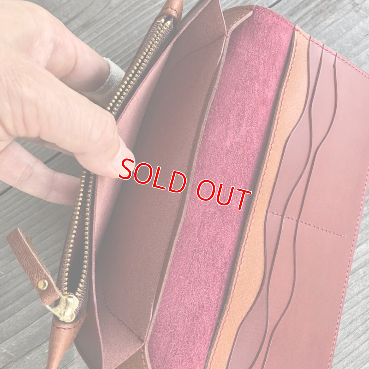 画像6: 【アウトレット】スタンダード長財布　ジビエレザー鹿革　限定1点　ブラウン (6)