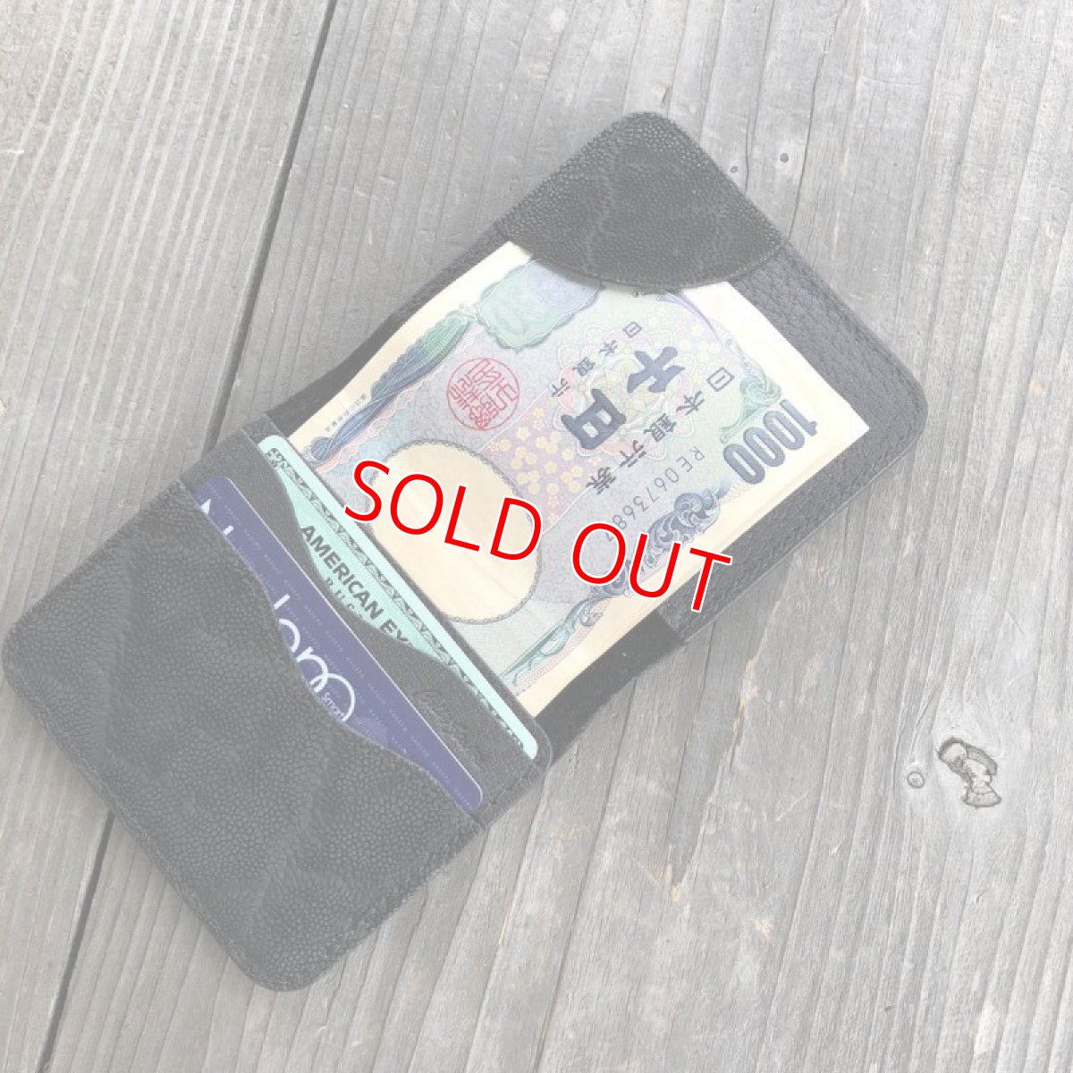 画像5: 【ミニマム財布】マネークリップのような薄くて小さいオールインワン財布【象革＆猪財布】ブラック (5)