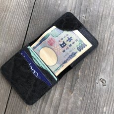 画像5: 【ミニマム財布】マネークリップのような薄くて小さいオールインワン財布【象革＆猪財布】ブラック (5)