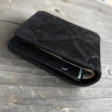 画像4: 【ミニマム財布】マネークリップのような薄くて小さいオールインワン財布【象革＆猪財布】ブラック (4)