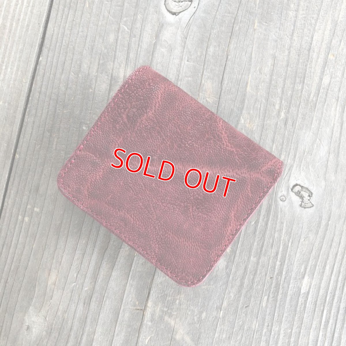 画像2: 【ミニマム財布】マネークリップのような薄くて小さいオールインワン財布【象革財布】ワインレッド (2)