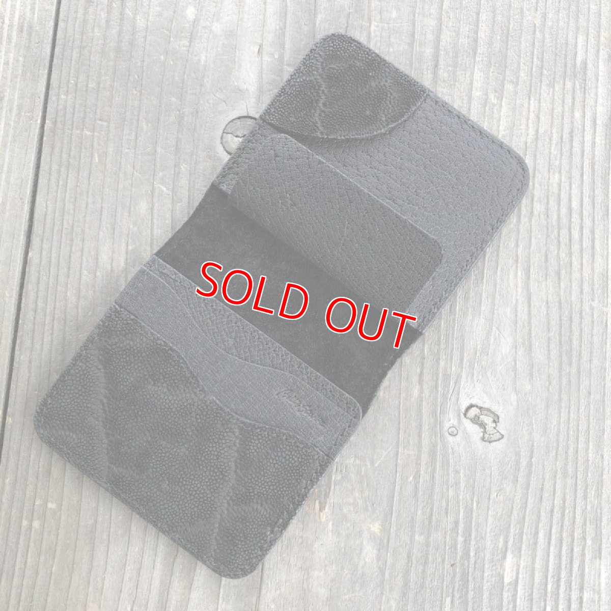 画像3: 【ミニマム財布】マネークリップのような薄くて小さいオールインワン財布【象革＆猪財布】ブラック (3)