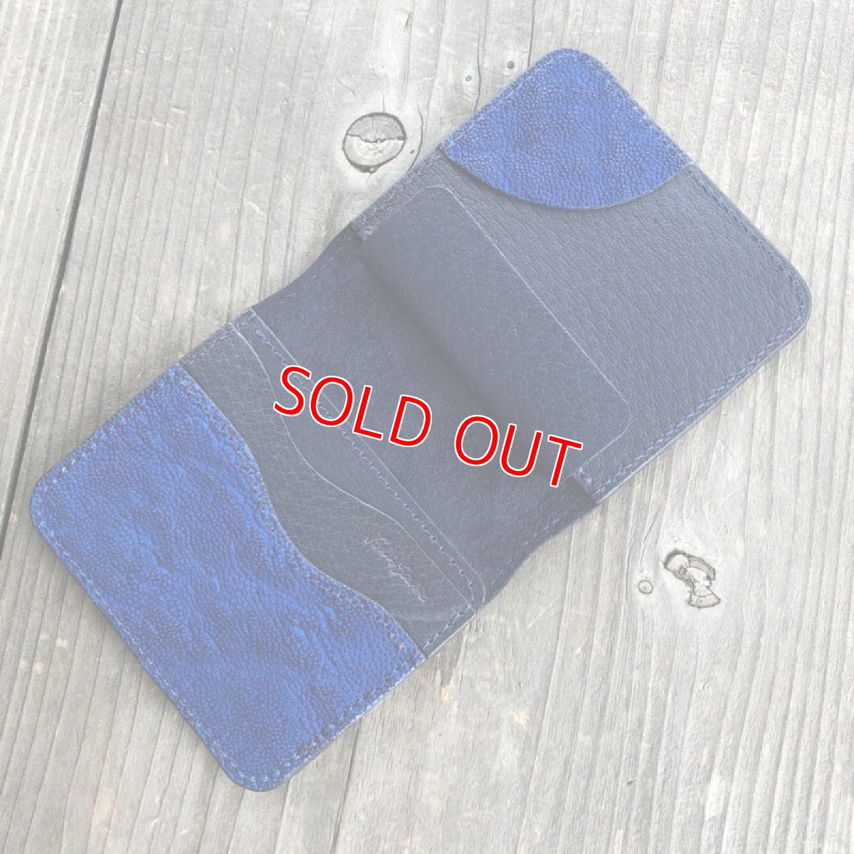 画像3: 【ミニマム財布】マネークリップのような薄くて小さいオールインワン財布【象革＆猪財布】ネイビー (3)