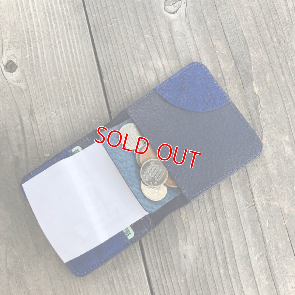 画像5: 【ミニマム財布】マネークリップのような薄くて小さいオールインワン財布【象革＆猪財布】ネイビー (5)