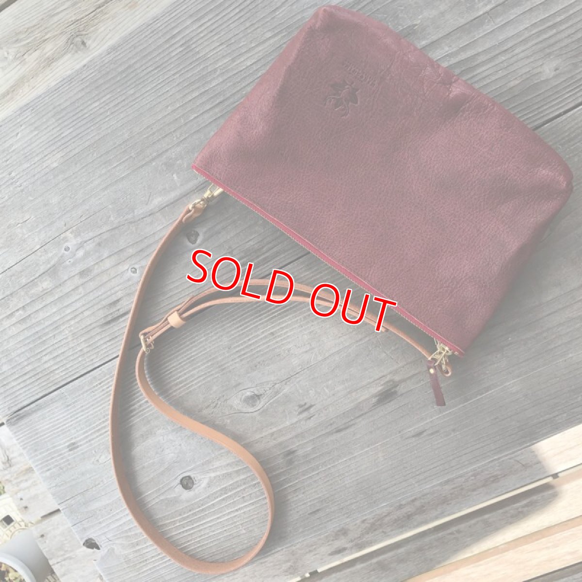 画像5: 【アウトレット】サコッシュ　ショルダーポーチ　ジビエレザー鹿革　限定1点　ワインレッド (5)