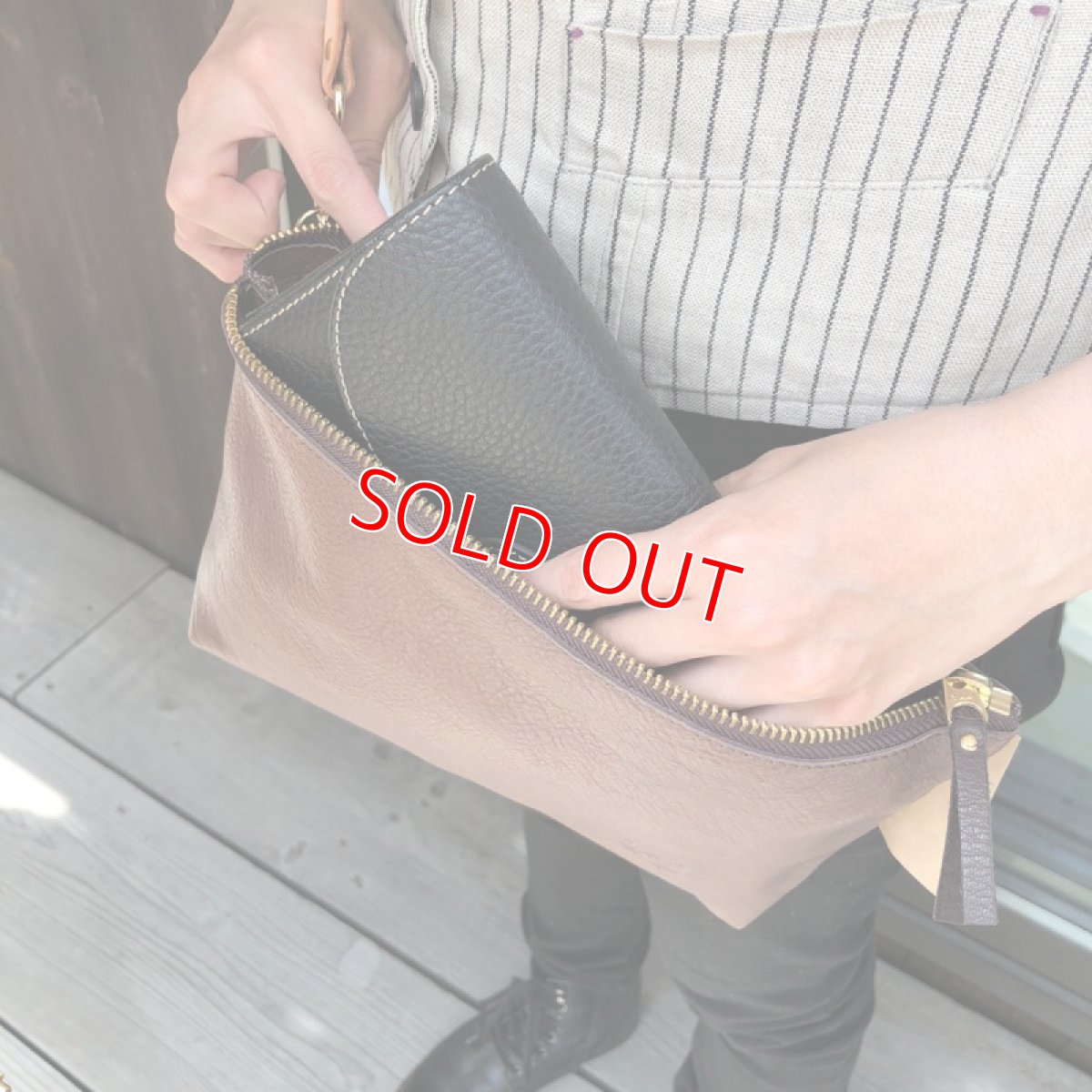 画像7: 【アウトレット】サコッシュ　ショルダーポーチ　ジビエレザー鹿革　限定1点　ブラウン (7)