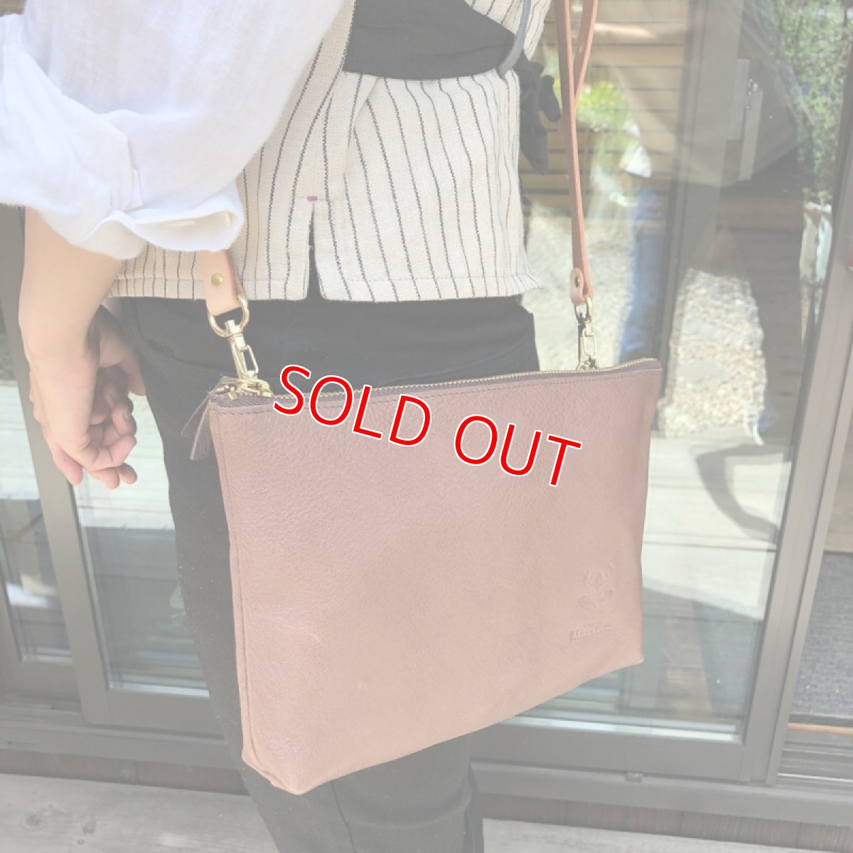 画像2: 【アウトレット】サコッシュ　ショルダーポーチ　ジビエレザー鹿革　限定1点　ブラウン (2)