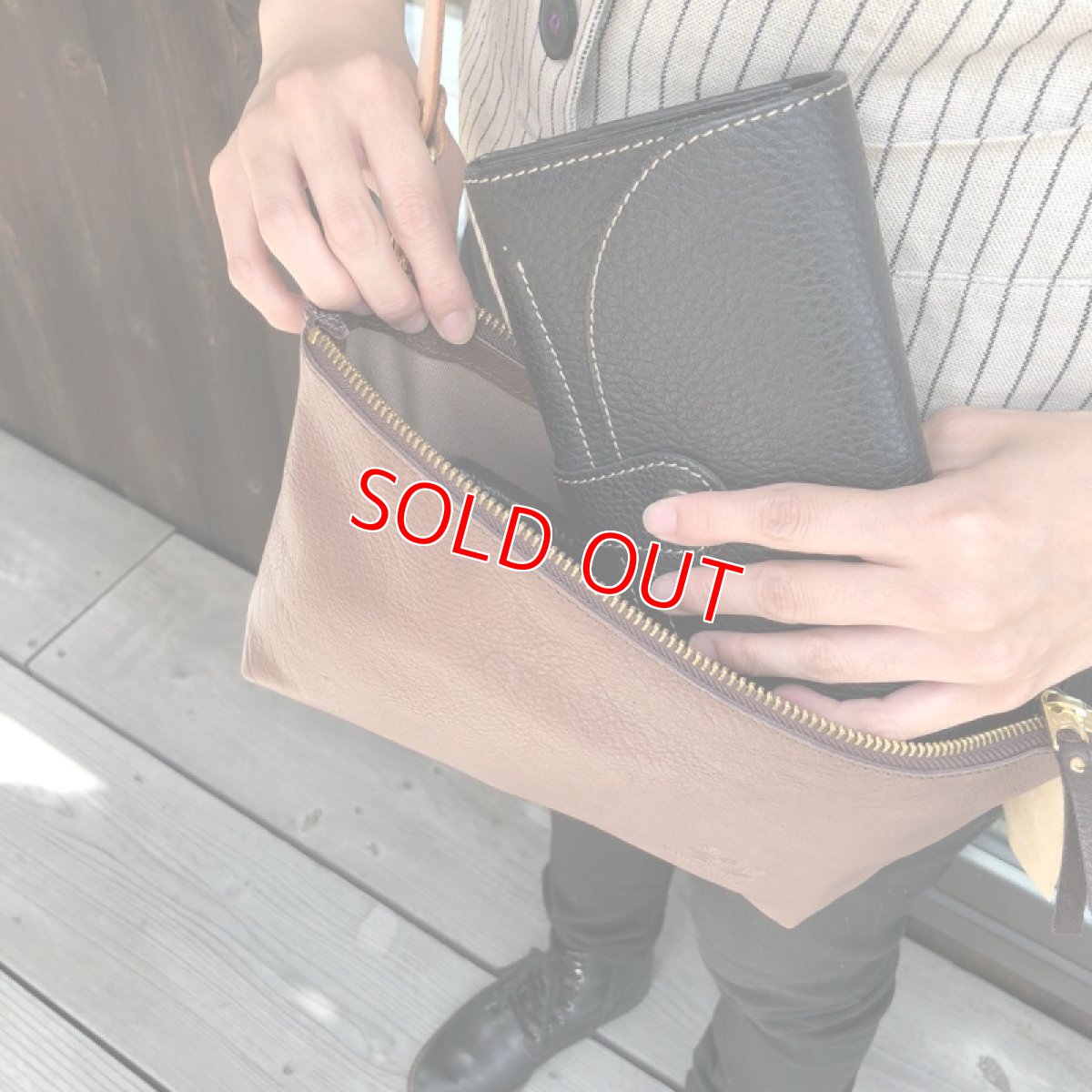 画像6: 【アウトレット】サコッシュ　ショルダーポーチ　ジビエレザー鹿革　限定1点　ブラウン (6)