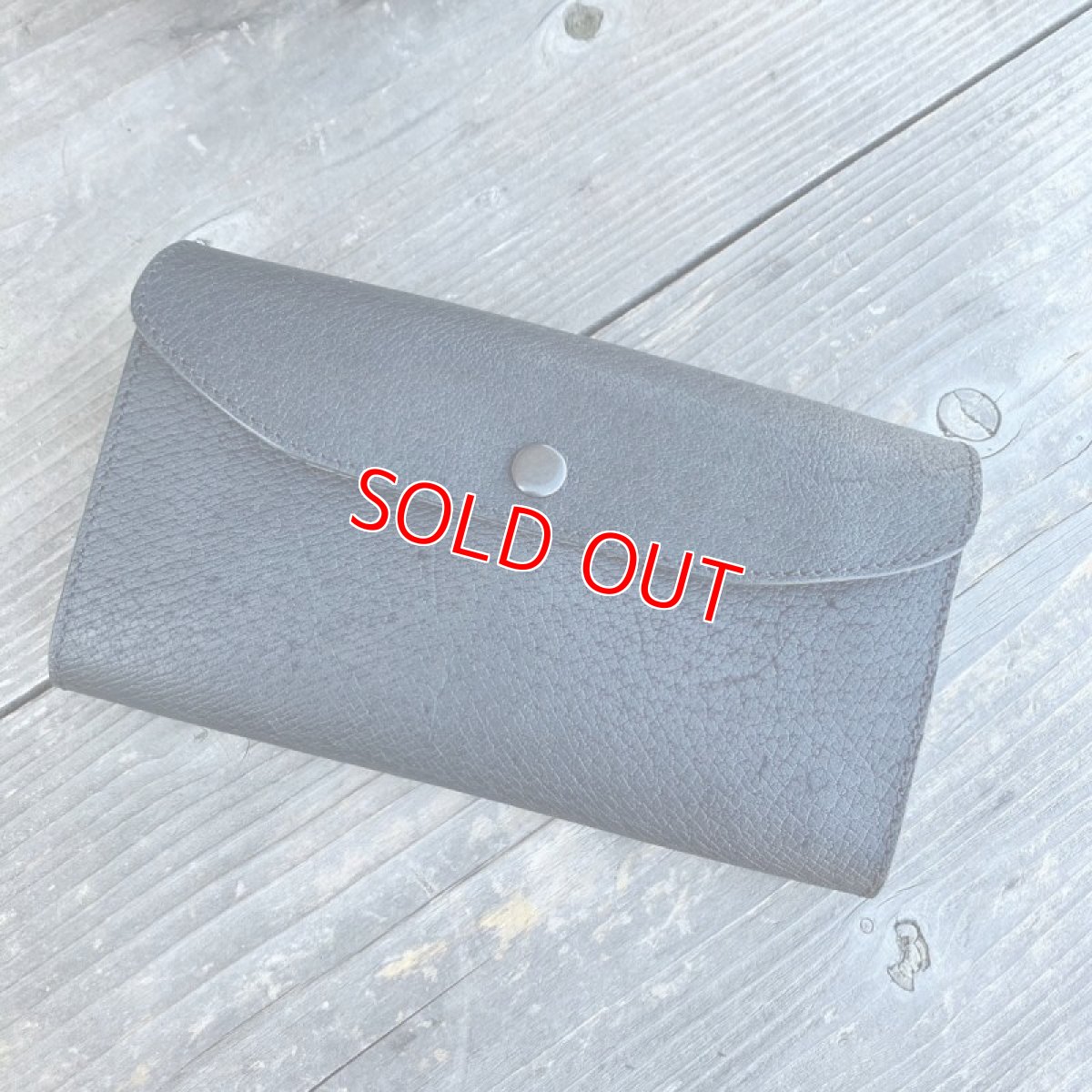 画像2: 【アウトレット】サンプル製作プロトタイプ・満足いける収納力！ビッグウォレットフラップ財布　ジビエレザー猪革　 (2)