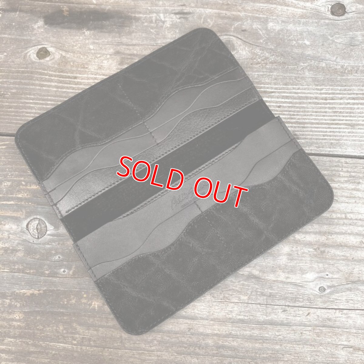 画像2: ☆限定販売☆しっかり丈夫な象革＆牛革★札入れタイプ長財布　ブラック (2)