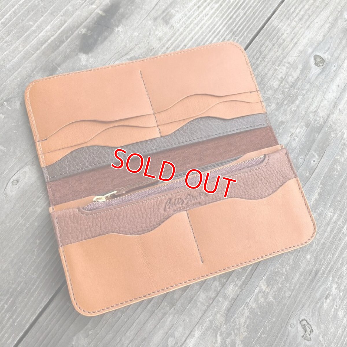 画像2: 鹿革＆牛革スタンダード長財布★気持ち良いさわり心地?　ブラウン　【広島ジビエレザー】 (2)