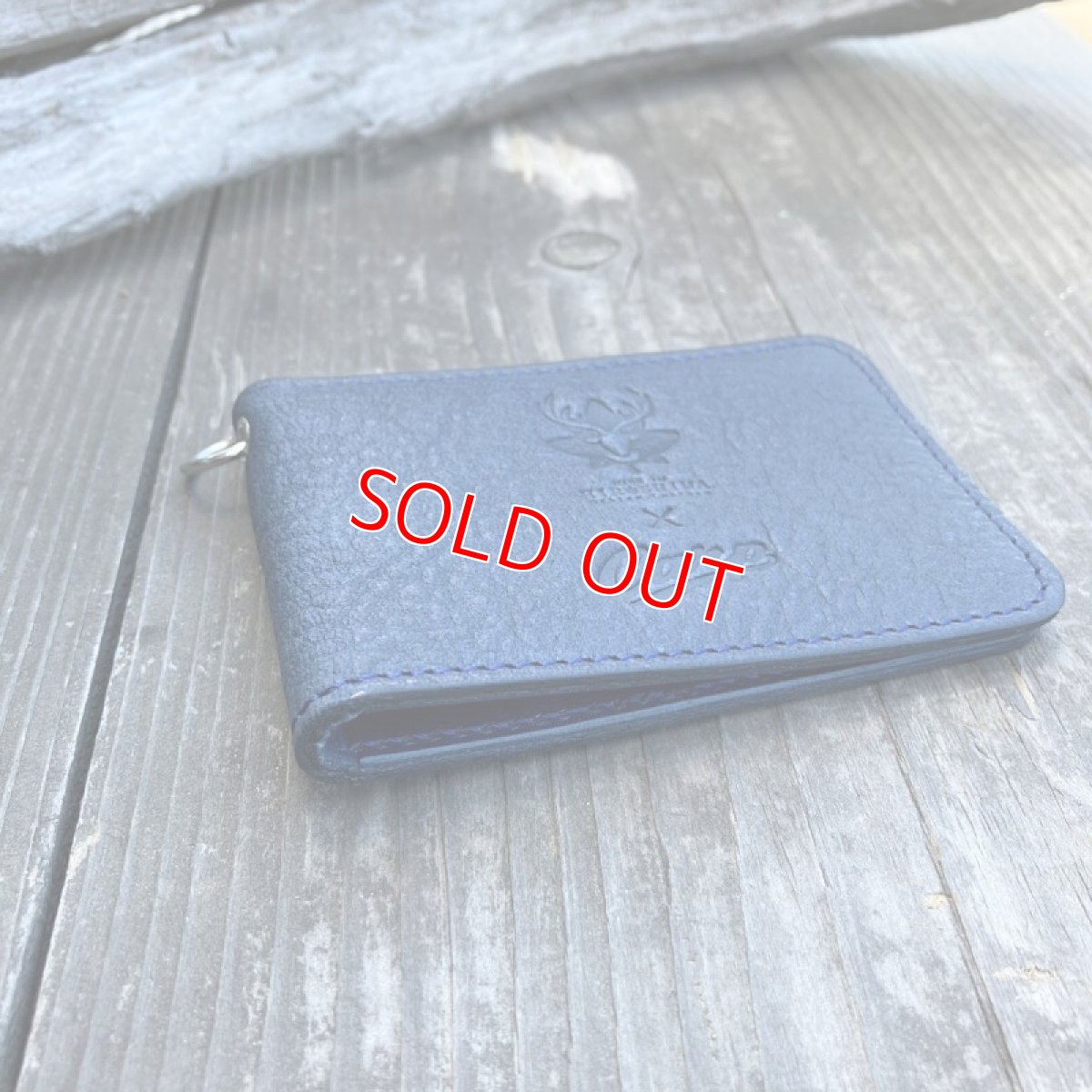 画像2: 【広島ジビエレザー×カープ】新色ネイビー★ジビエ鹿革二つ折りパスケース / カード入れ　マイナンバーカード入れにもおすすめ (2)