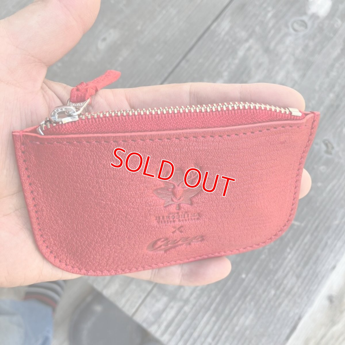 画像4: 【広島ジビエレザー×カープ】ジビエ鹿革ファスナーポーチ小銭入れ　カードやお札も入ります (4)