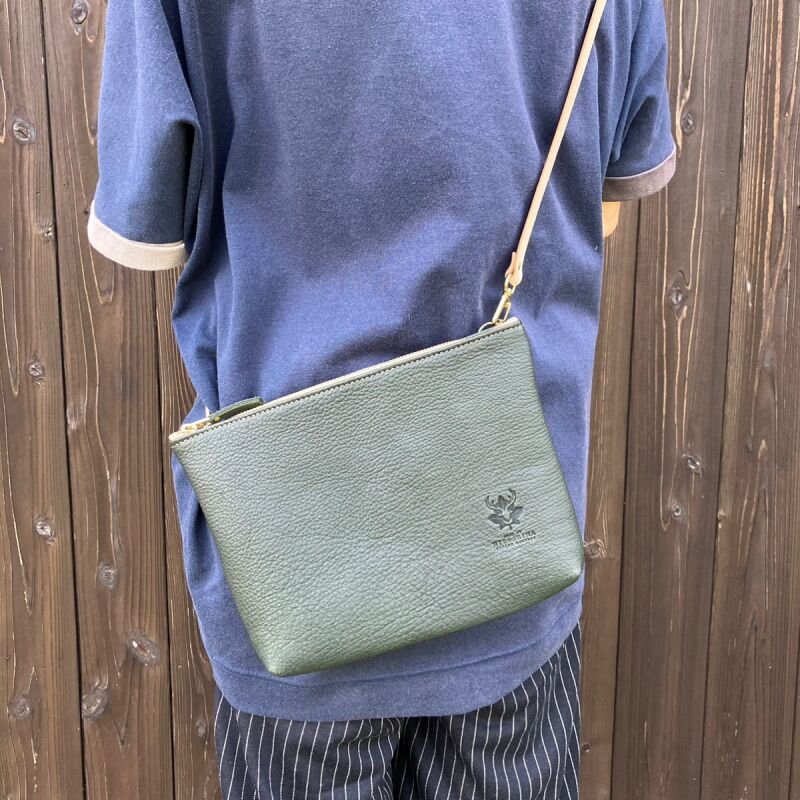 広島ジビエレザー】ふわふわ柔らかく軽い☆鹿革サコッシュ カラー