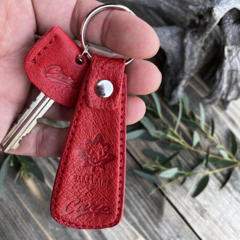 広島ジビエレザー×カープ公式ライセンス 猪革の靴べらキーホルダー