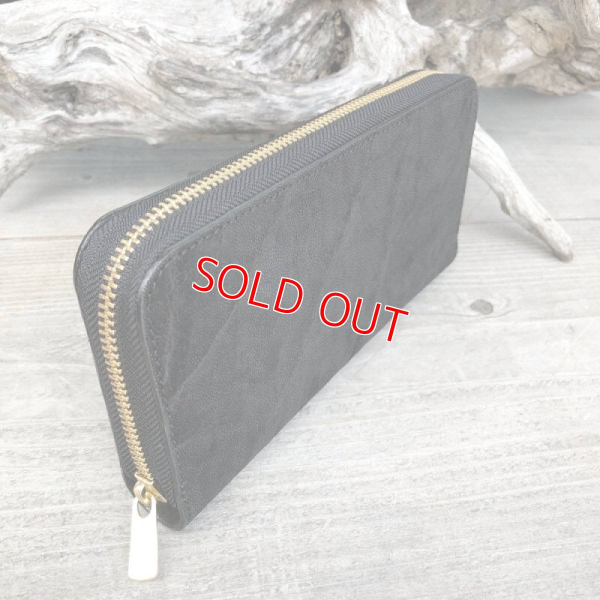 画像2: ☆限定販売☆象革＆牛革ラウンドファスナー長財布　　 (2)