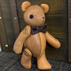 画像3: 【ジビエレザー猪革】のベルベア★マイスターの手作り「ベルズベア」ブラウン×キャメル　 写真の1点販売です (3)