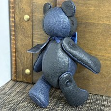画像4: 【ジビエレザー猪革】のベルベア★マイスターの手作り「ベルズベア」ブラック×インディゴ　 写真の1点販売です (4)