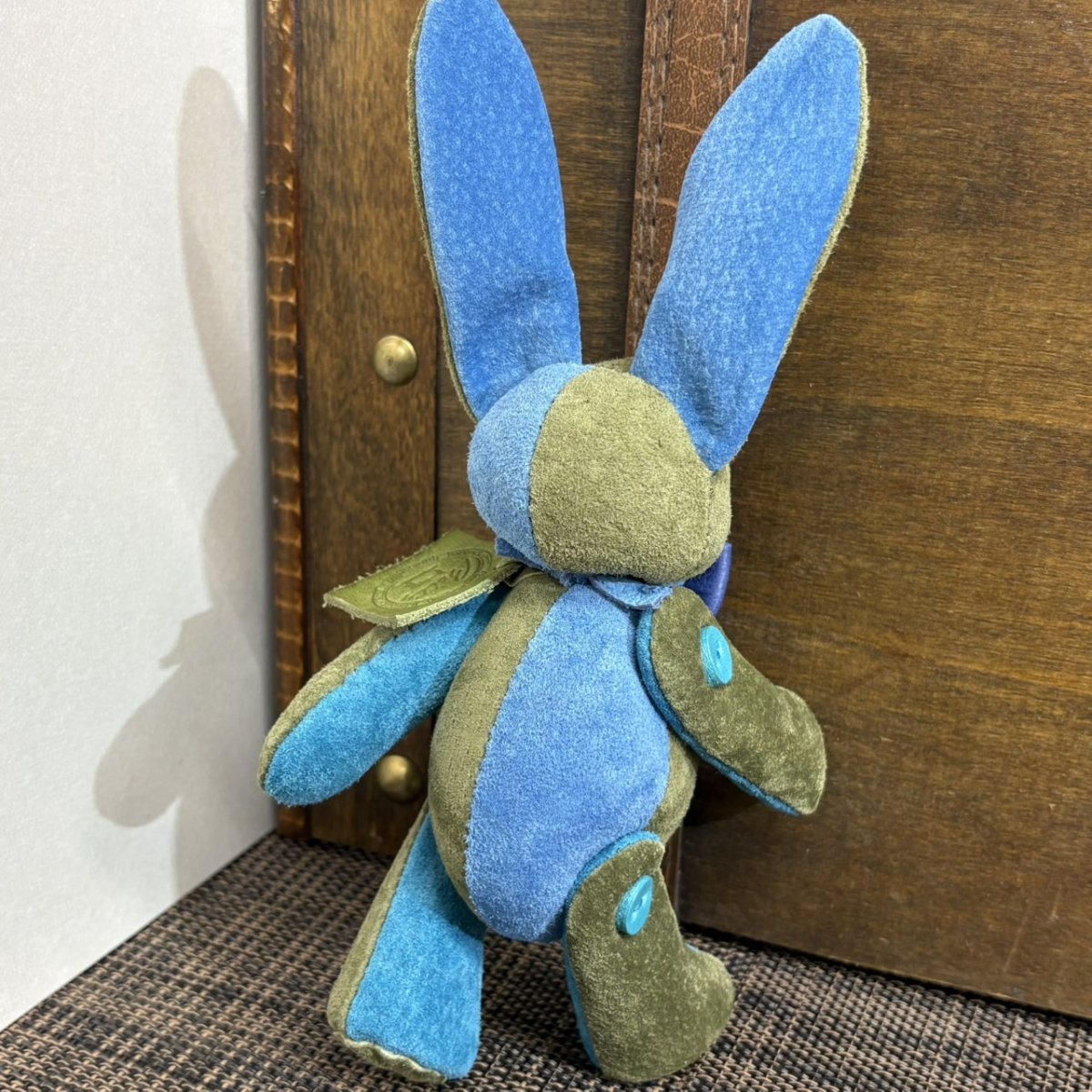 画像6: 【ピッグスウェード】のベルラビ★マイスターの手作り「ベルズラビット」うぐいす×タイトブルー　ストラップ1本付 　写真の1点販売です (6)