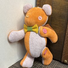 画像4: 【ピッグスウェード】のベルベア★マイスターの手作り「ベルズベア」オレンジ×ピンクグレー　ストラップ1本付 　写真の1点販売です (4)
