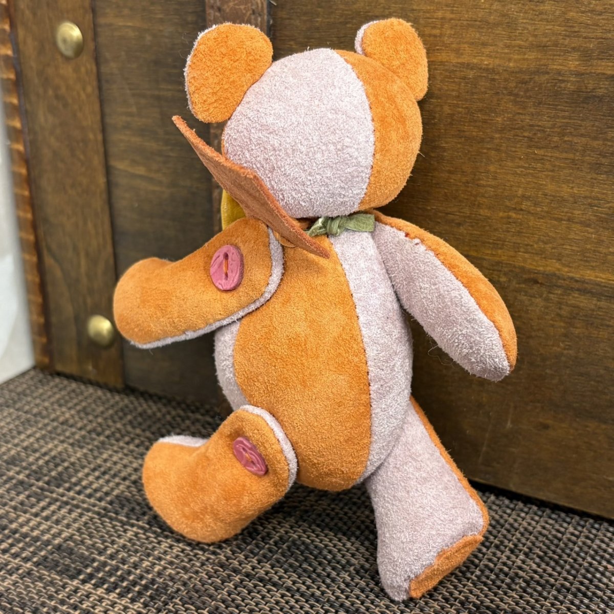 画像5: 【ピッグスウェード】のベルベア★マイスターの手作り「ベルズベア」オレンジ×ピンクグレー　ストラップ1本付 　写真の1点販売です (5)