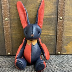 画像1: 【ジビエレザー鹿革】のベルラビ★マイスターの手作り「ベルズラビット」インディゴ×バーミリオン　 写真の1点販売です (1)