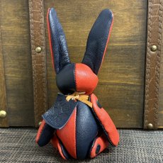 画像2: 【ジビエレザー鹿革】のベルラビ★マイスターの手作り「ベルズラビット」インディゴ×バーミリオン　 写真の1点販売です (2)