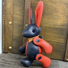 画像3: 【ジビエレザー鹿革】のベルラビ★マイスターの手作り「ベルズラビット」インディゴ×バーミリオン　 写真の1点販売です (3)