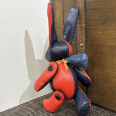 画像5: 【ジビエレザー鹿革】のベルラビ★マイスターの手作り「ベルズラビット」インディゴ×バーミリオン　 写真の1点販売です (5)