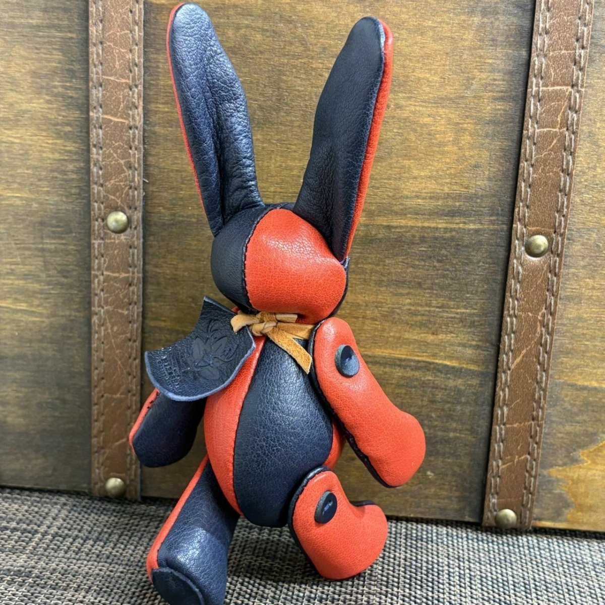 画像6: 【ジビエレザー鹿革】のベルラビ★マイスターの手作り「ベルズラビット」インディゴ×バーミリオン　 写真の1点販売です (6)