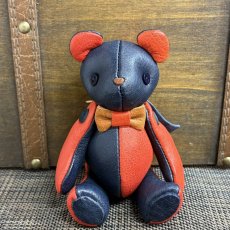 画像1: 【ジビエレザー鹿革】のベルベア★マイスターの手作り「ベルズベア」インディゴ×バーミリオン　ストラップ1本付 　写真の1点販売です (1)