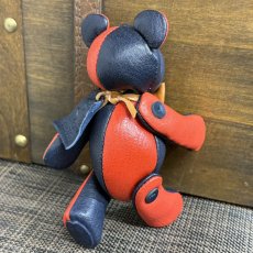 画像6: 【ジビエレザー鹿革】のベルベア★マイスターの手作り「ベルズベア」インディゴ×バーミリオン　ストラップ1本付 　写真の1点販売です (6)