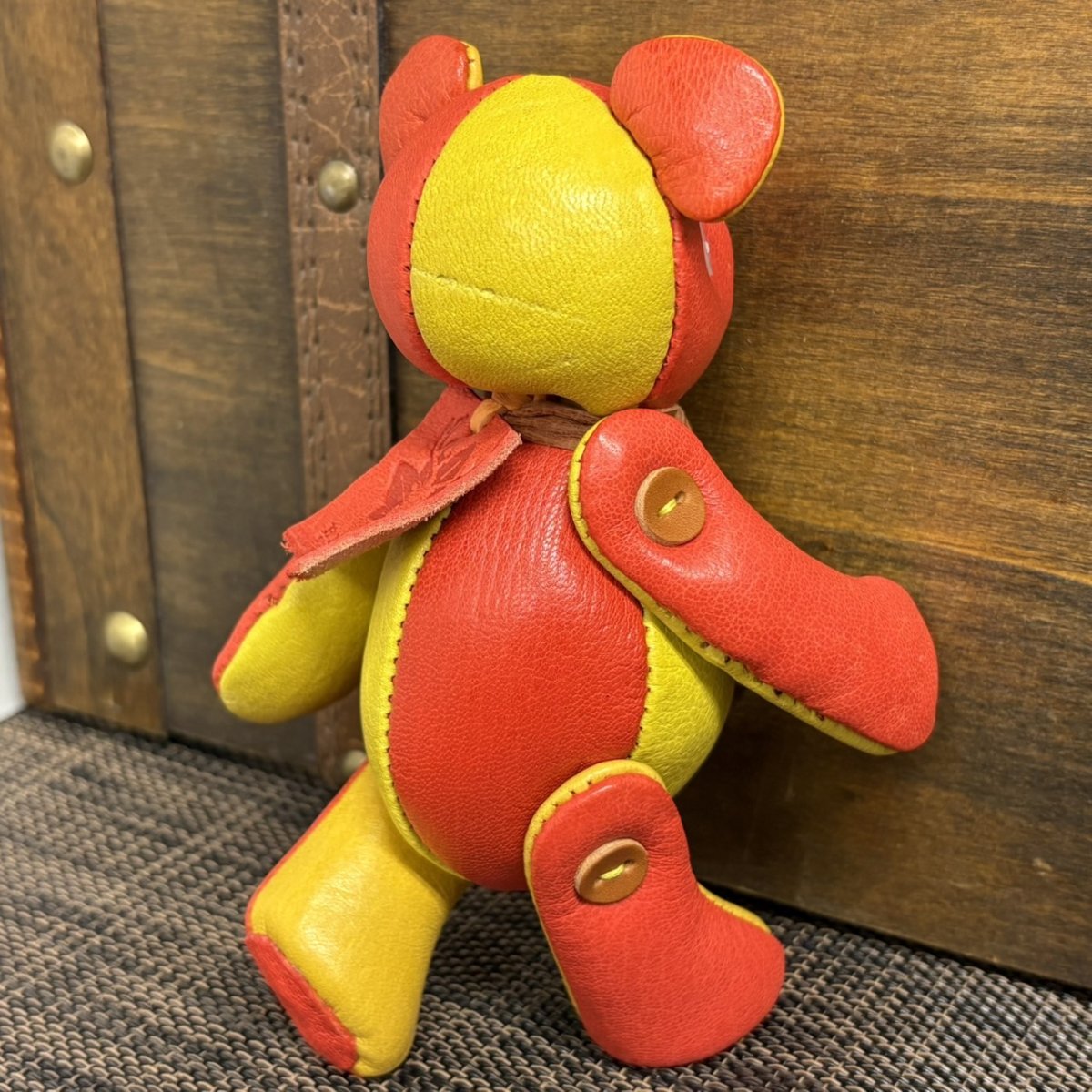 画像4: 【ジビエレザー鹿革】のベルベア★マイスターの手作り「ベルズベア」バーミリオン×兵庫イエロー　ストラップ1本付 　写真の1点販売です (4)