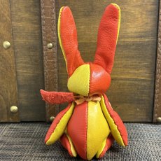 画像2: 【ジビエレザー鹿革】のベルラビ★マイスターの手作り「ベルズラビット」バーミリオン×兵庫イエロー　 写真の1点販売です (2)