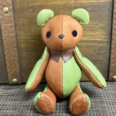 画像1: 【ジビエレザー鹿革】のベルベア★マイスターの手作り「ベルズベア」ブラウン×若葉もみじ　ストラップ1本付 　写真の1点販売です (1)