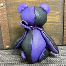 画像2: 【ジビエレザー鹿革】のベルベア★マイスターの手作り「ベルズベア」パープル×ブラック　ストラップ1本付 　写真の1点販売です (2)