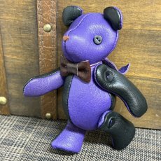 画像3: 【ジビエレザー鹿革】のベルベア★マイスターの手作り「ベルズベア」パープル×ブラック　ストラップ1本付 　写真の1点販売です (3)