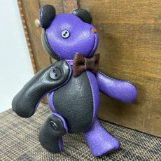 画像4: 【ジビエレザー鹿革】のベルベア★マイスターの手作り「ベルズベア」パープル×ブラック　ストラップ1本付 　写真の1点販売です (4)