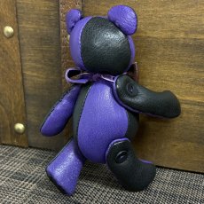 画像5: 【ジビエレザー鹿革】のベルベア★マイスターの手作り「ベルズベア」パープル×ブラック　ストラップ1本付 　写真の1点販売です (5)