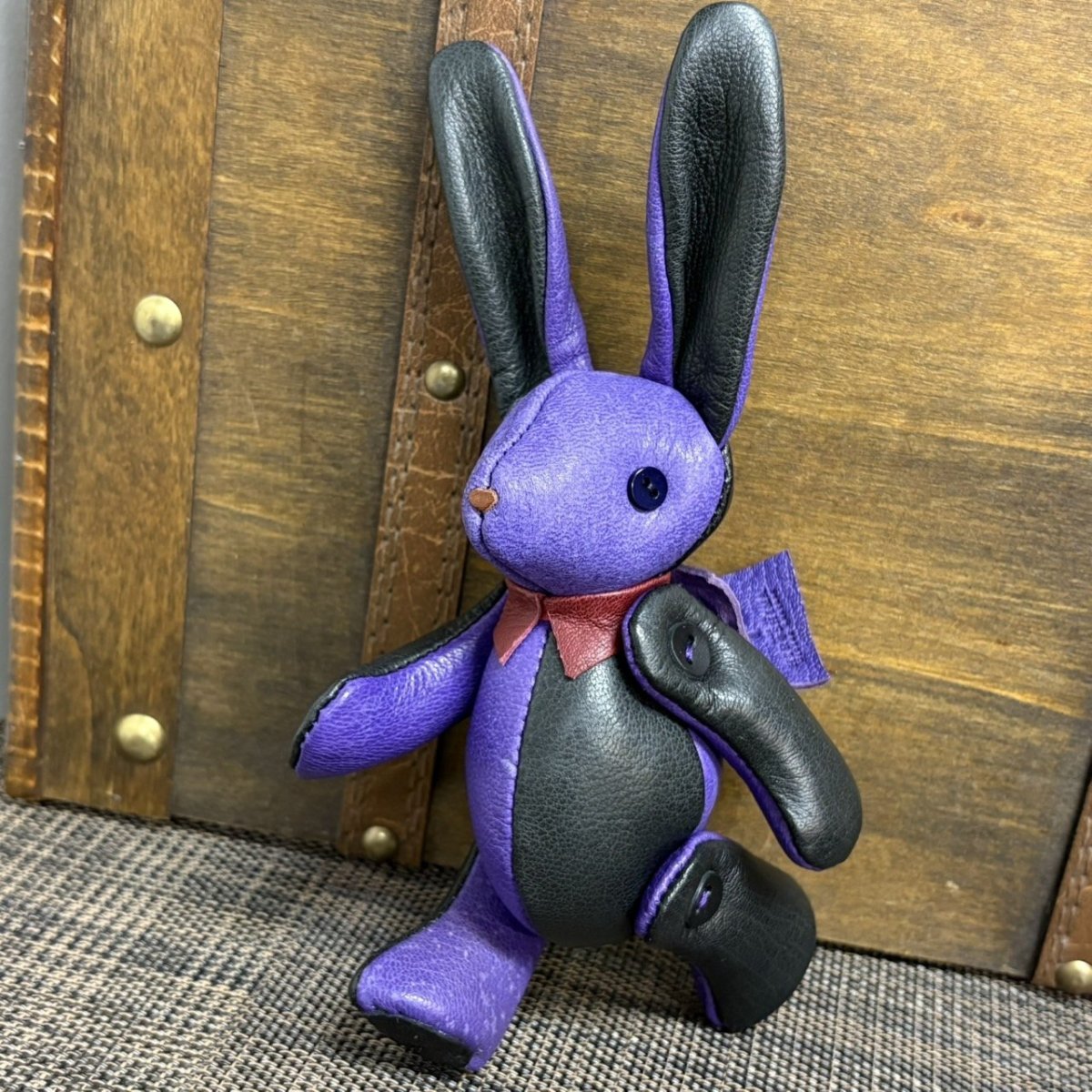 画像4: 【ジビエレザー鹿革】のベルラビ★マイスターの手作り「ベルズラビット」パープル×ブラック　 写真の1点販売です (4)