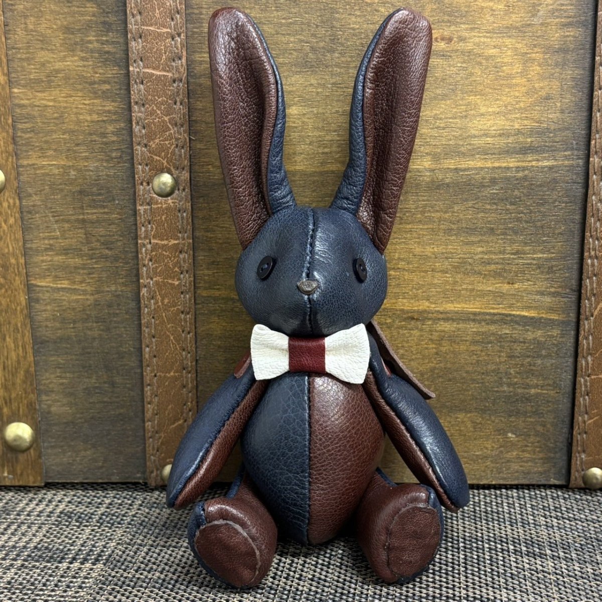 画像1: 【ジビエレザー鹿革】のベルラビ★マイスターの手作り「ベルズラビット」インディゴ×バーガンディ　 写真の1点販売です (1)
